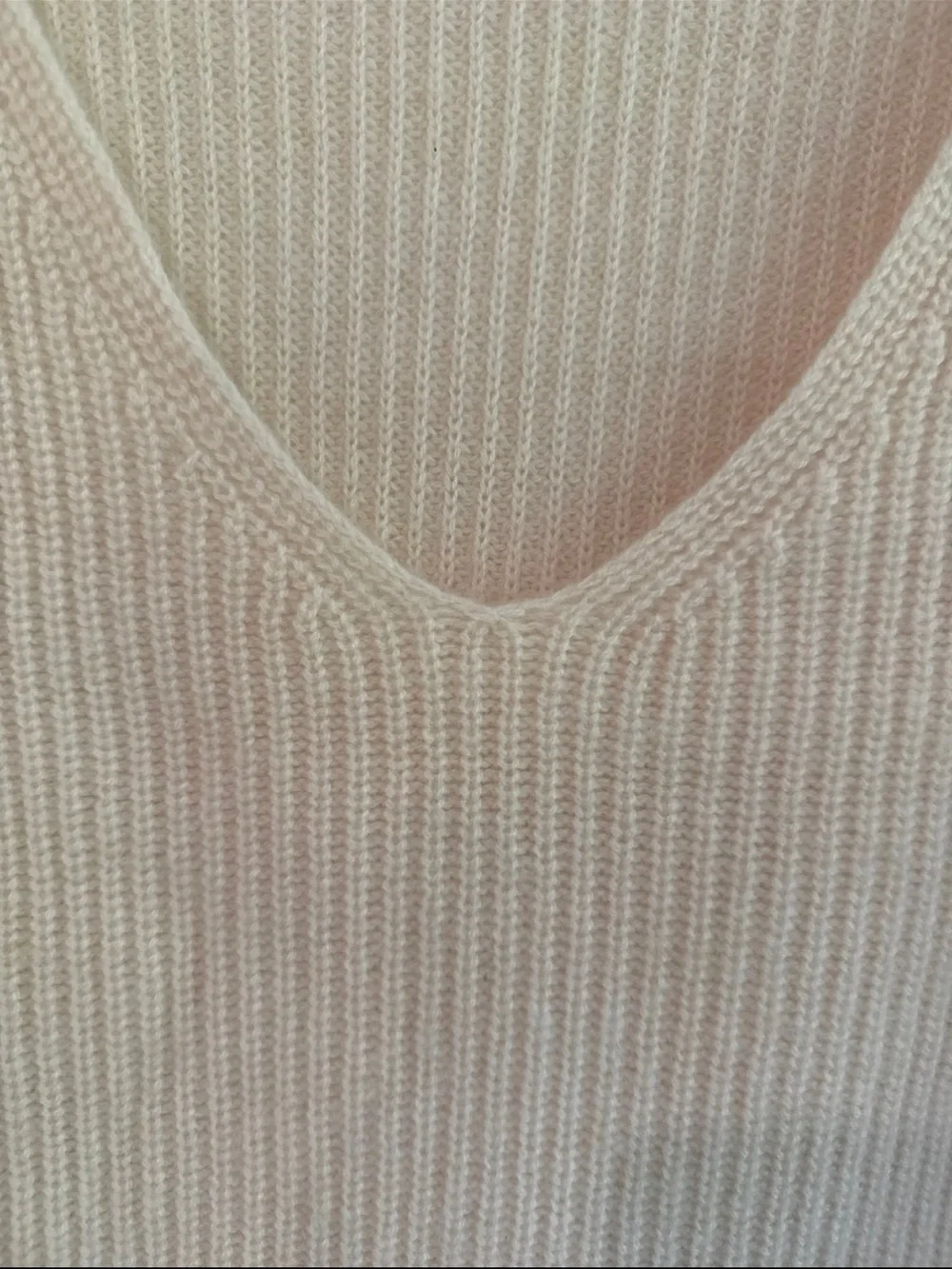 JCrew Cream V-Neck Ribbed Knit Sweater